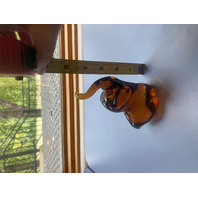 Amber Gold Glass Elephant Paperweight 4.75"H