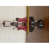 ANTIQUE Victorian Cranberry 6 Piece Silver Plate Rotating Castor Cruet SET 16"H