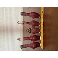 ANTIQUE Victorian Cranberry 6 Piece Silver Plate Rotating Castor Cruet SET 16"H