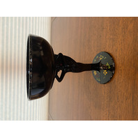 BEAUTIFUL VTG L.E. Smith Black Amethyst Nude Draped Woman Floral Compote 7.25"H
