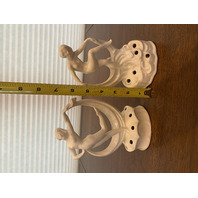 BEAUTIFUL PAIR Of White Nude Woman Dancer Ceramic Flower Frogs 6.75"H GERMANY