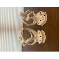 BEAUTIFUL PAIR Of White Nude Woman Dancer Ceramic Flower Frogs 6.75"H GERMANY