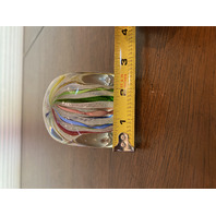 STUNNING VTG MURANO Multicolored LATTICINO Ribbon Square Glass Paperweight 2.5"H