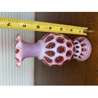 BEAUTIFUL VTG FENTON Cranberry Opalescent COIN DOT Ruffled Rim Glass Vase 6.5"H