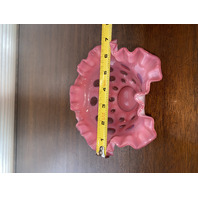 STUNNING VTG FENTON Cranberry Opalescent COIN DOT Art Glass Bowl 6.75"W
