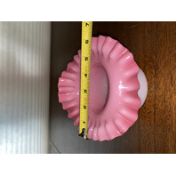 BEAUTIFUL VTG FENTON PEACH BLOW Ruffled Rim Pulpit/Hat Art Glass Vase 4.75"H