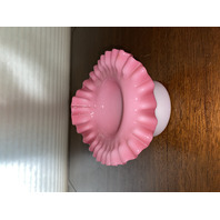 BEAUTIFUL VTG FENTON PEACH BLOW Ruffled Rim Pulpit/Hat Art Glass Vase 4.75"H