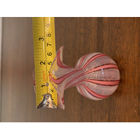STUNNING VTG MURANO Pink/White Latticino ZANFIRICO Ribbon Glass Vase 4"H ITALY