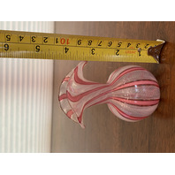 STUNNING VTG MURANO Pink/White Latticino ZANFIRICO Ribbon Glass Vase 4"H ITALY