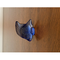 GORGEOUS VTG LALIQUE Crystal Cobalt Blue Fish Paperweight SIGNED 2"L FRANCE