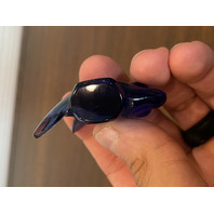 GORGEOUS VTG LALIQUE Crystal Cobalt Blue Fish Paperweight SIGNED 2"L FRANCE