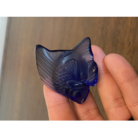 GORGEOUS VTG LALIQUE Crystal Cobalt Blue Fish Paperweight SIGNED 2"L FRANCE
