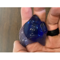 GORGEOUS VTG LALIQUE Crystal Cobalt Blue Fish Paperweight SIGNED 2"L FRANCE