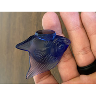 GORGEOUS VTG LALIQUE Crystal Cobalt Blue Fish Paperweight SIGNED 2"L FRANCE