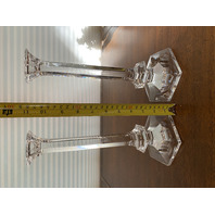 STUNNING PAIR Of VTG VAL ST LAMBERT Crystal ELYSEE Candlesticks SIGNED 10.75"H
