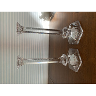 STUNNING PAIR Of VTG VAL ST LAMBERT Crystal ELYSEE Candlesticks SIGNED 10.75"H