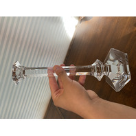STUNNING PAIR Of VTG VAL ST LAMBERT Crystal ELYSEE Candlesticks SIGNED 10.75"H