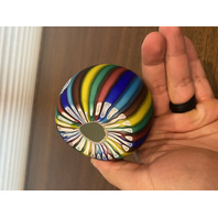STUNNING VTG Koscherak Bros Rainbow Satin Glass Paperweight W/LABEL 3"H ITALY