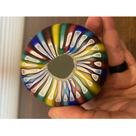 STUNNING VTG Koscherak Bros Rainbow Satin Glass Paperweight W/LABEL 3"H ITALY