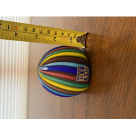 STUNNING VTG Koscherak Bros Rainbow Satin Glass Paperweight W/LABEL 3"H ITALY