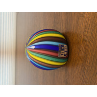 STUNNING VTG Koscherak Bros Rainbow Satin Glass Paperweight W/LABEL 3"H ITALY