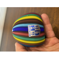 STUNNING VTG Koscherak Bros Rainbow Satin Glass Paperweight W/LABEL 3"H ITALY