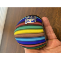 STUNNING VTG Koscherak Bros Rainbow Satin Glass Paperweight W/LABEL 3"H ITALY