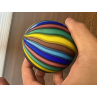 STUNNING VTG Koscherak Bros Rainbow Satin Glass Paperweight W/LABEL 3"H ITALY