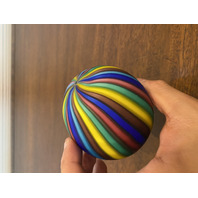 STUNNING VTG Koscherak Bros Rainbow Satin Glass Paperweight W/LABEL 3"H ITALY