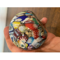 STUNNING VTG Multicolored MILLEFIORI Satin Glass Paperweight 2.5"H ITALY 1887