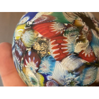 STUNNING VTG Multicolored MILLEFIORI Satin Glass Paperweight 2.5"H ITALY 1887