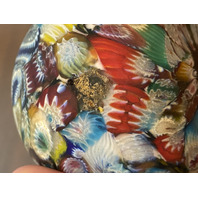 STUNNING VTG Multicolored MILLEFIORI Satin Glass Paperweight 2.5"H ITALY 1887
