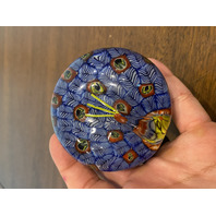 STUNNING VTG Multicolored MILLEFIORI Standing Peacock Glass Paperweight 2.75"H