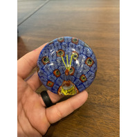 STUNNING VTG Multicolored MILLEFIORI Standing Peacock Glass Paperweight 2.75"H