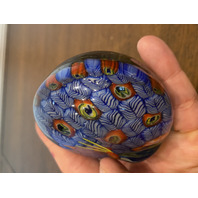 STUNNING VTG Multicolored MILLEFIORI Standing Peacock Glass Paperweight 2.75"H