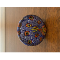 STUNNING VTG Multicolored MILLEFIORI Standing Peacock Glass Paperweight 2.75"H