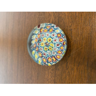 BEAUTIFUL VTG Multicolored Millefiori Art Glass Paperweight 2.5"W