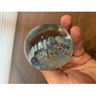 BEAUTIFUL VTG Multicolored Millefiori Art Glass Paperweight 2.5"W