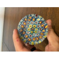 BEAUTIFUL VTG Multicolored Millefiori Art Glass Paperweight 2.5"W