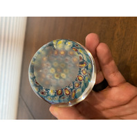 BEAUTIFUL VTG Multicolored Millefiori Art Glass Paperweight 2.5"W