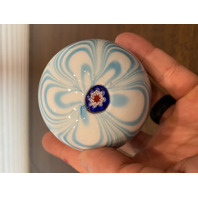 BEAUTIFUL VTG Multicolored Millefiori  PULLED FEATHER Glass Paperweight 2.5"H