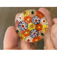 BEAUTIFUL VTG Mini Multicolored Millefiori Art Glass Paperweight 1.5"H
