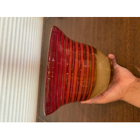 BEAUTIFUL Waterford Evolution Red/Amber Spiral Art Glass Vase 6.25"H SIGNED