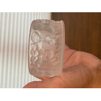 STUNNING VTG LALIQUE Crystal LES ENFANTS Nude Humans Powder Box SIGNED 4.25"W