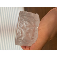 STUNNING VTG LALIQUE Crystal LES ENFANTS Nude Humans Powder Box SIGNED 4.25"W