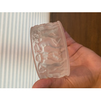 STUNNING VTG LALIQUE Crystal LES ENFANTS Nude Humans Powder Box SIGNED 4.25"W
