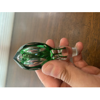 STUNNING VTG Green Cut To Clear Art Glass Decanter W/Stopper 12.25"H
