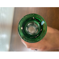 STUNNING VTG Green Cut To Clear Art Glass Decanter W/Stopper 12.25"H