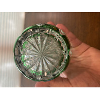 STUNNING VTG Green Cut To Clear Art Glass Decanter W/Stopper 12.25"H