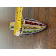 STUNNING VTG MURANO Multicolored LATTICINO Art Glass Slipper W/Gold Specs 5.5"L